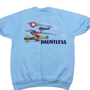 Vintage 70s aviation theme short sleeve crewneck sweatshirt USA made size small